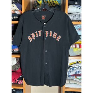 Spitfire Men’s Button Baseball Logo Embroidered Skater Shirt